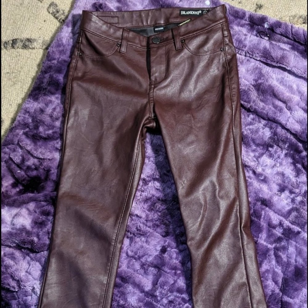 BlankNYC Maroon Faux Leather pants